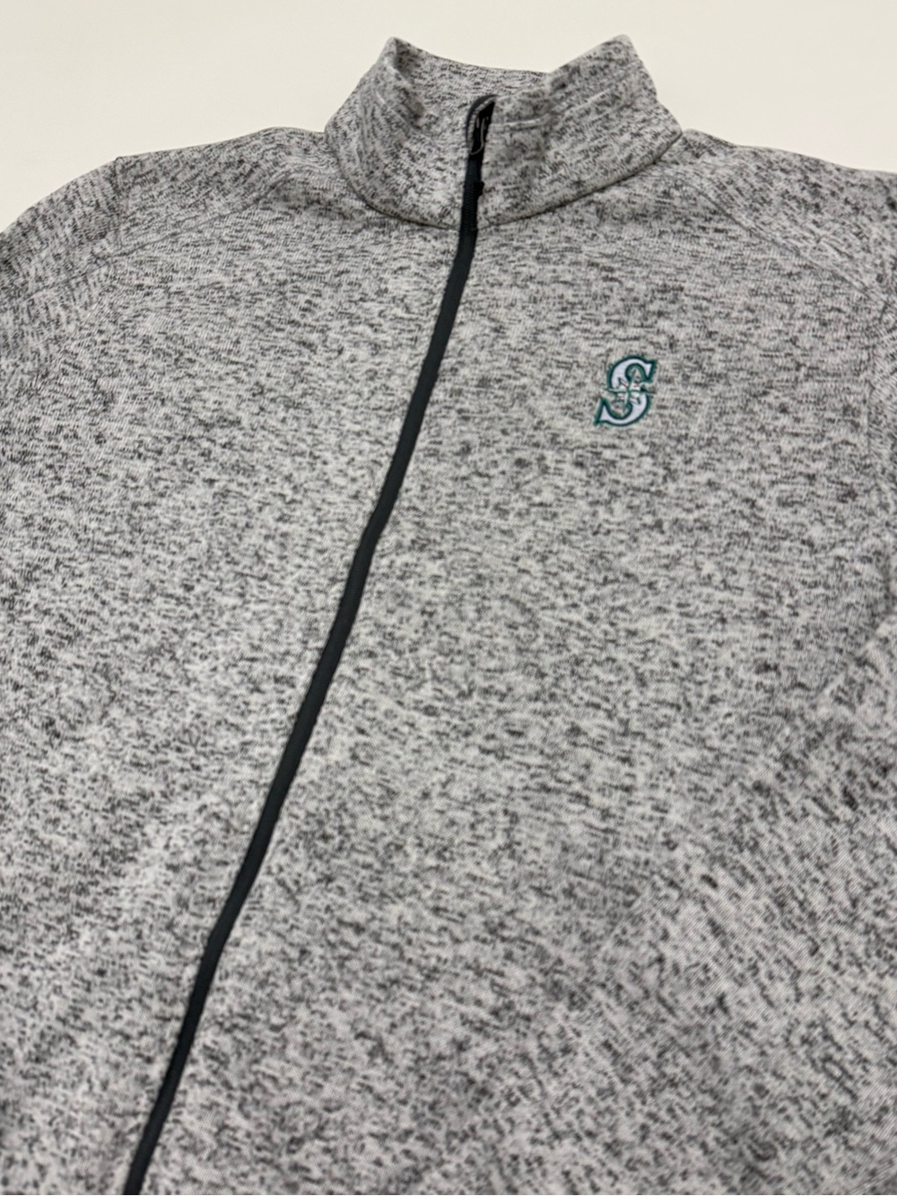 Men's Seattle Mariners Port Authority Heather Gray Full-Zip Sweater XL